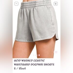 Zenana Outfitters Acid Washed Athletic Shorts - Sleet